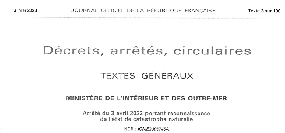arrete catastrophe naturelle